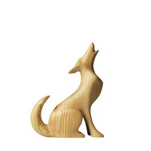 Sculpture de loup hurlant en bois sculptée à la main Figurine animale en bois pour la décoration intérieure moderne et le cadeau unique Prix abordable - Product Image 1
