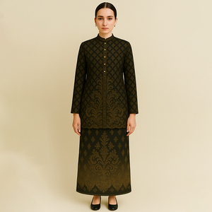 ชุดเดรสยาว2ชิ้นผ้าโพลีเอสเตอร์ระบายอากาศได้ดีสไตล์มาเลเซียเสื้อผ้าแบบดั้งเดิม khimar - Product Image 1