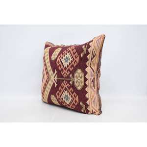 Oreiller Kilim Patchwork bohème de luxe 28x28 pouces coussin en laine marron tissé Vintage moelleux pour vivre literie décor de noël - Product Image 4