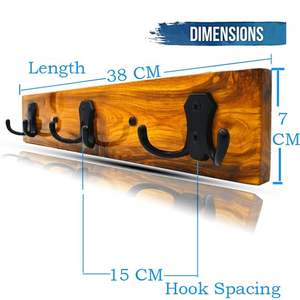 Porte-manteau mural moderne en bois fait à la main avec finition polie au toucher réel, organisateur suspendu pour entrée, chambre à coucher, M/S SHAAD HANDICRAFTS - Product Image 4