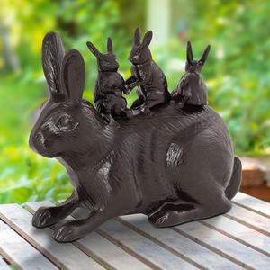 Bronce Pascua Hogar y jardín decoración jugando lindos conejitos conejo escultura decoración al aire libre adornos para el hogar - Product Image 3