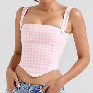 เสื้อครอปแขนกุดทรงสลิมฟิต คอวี ปักโลโก้ด้านหน้า สไตล์ลำลอง สำหรับออกกำลังกาย ผ้าถัก ปี 2025 ขายส่งแบบ OEM สำหรับผู้หญิง - Product Image 3