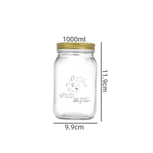 Vente en gros de bocaux à confiture ronds transparents en verre de 4oz 8oz 16oz avec couvercle en métal bocal de stockage de cornichons pour aliments