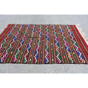 พรมตุรกีโบราณขนาดใหญ่ 5.6x8.8 ฟุต สีแดงเขียวล้วน - Product Image 3