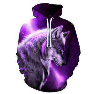 Pull à capuche surdimensionné pour hommes avec graphique loup 3D Streetwear d'automne haut en polaire imprimé animal sweats à capuche personnalisables - Product Image 6