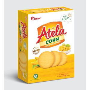 ATELA 342G Crackers de maíz crujiente Sal baja en grasa y bocadillos dulces empaquetados en caja o bolsita Vietnam Venta al por mayor OEM ODM Fabricante - Product Image 2