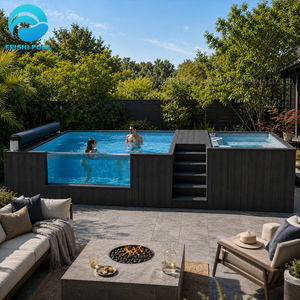 Piscine hors sol de luxe en fibre de verre de 40 pieds, grande piscine de jardin en <span class=keywords><strong>bois</strong></span> préfabriquée pour extérieur, piscine conteneur pour cour arrière - Product Image 6