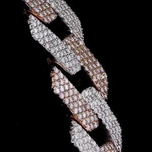 Collar de Cadena Cubana Miami de Plata de Ley 925 con Moissanita de 17 mm para Hombre, VVS1, Cadena de Dos Filas, Chapado en Oro Certificado - Product Image 2