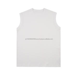 270gsm 100% coton imprimé t-shirts en gros de haute qualité unisexe chemises sans manches été t-shirt décontracté solide tissu vierge - Product Image 4