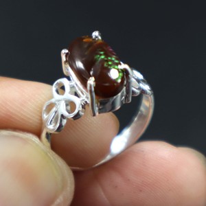 Anillo de ágata de fuego mexicano Natural de Plata de Ley 925, anillo de boda y fiesta de piedras preciosas de cabujón liso - Product Image 5