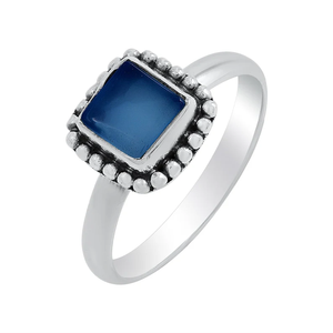 Bague Boho en argent Sterling 925 calcédoine bleue pierre précieuse à la mode classique mariage/fête porter romantique saint valentin cadeau chrétien - Product Image 1