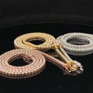 Cadena de Tenis de Oro 14k/18k/10k con Diamantes Brillantes Cultivados en Laboratorio, Unisex, Elige Tu Color, Elegantes Collares de Joyería Aliora - Product Image 1