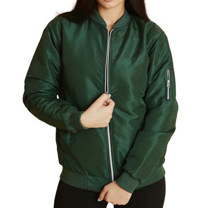 Comprar chaqueta de alta calidad personalizada fabricante de cuero chaqueta de bombardero de las mujeres con cremallera Streetwear al por mayor chaqueta de bombardero de las mujeres - Product Image 1