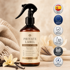 Private Label Cashmere & <b>Vanilla</b> Air Freshener <b>Spray</b> 300ml OEM | Home Fragrance <b>Spray</b> | Spain EU - Product Image 1