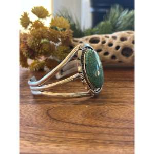 Bracelet manchette tendance en argent sterling et turquoise Eddie Secatero - Product Image 3