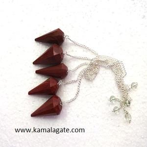 Vente en gros de pendule en cristal de jaspe rouge à facettes Agate Gemstone Reiki Healing and Dowsing Tool Semi-Precious Stone Crafts - Product Image 5