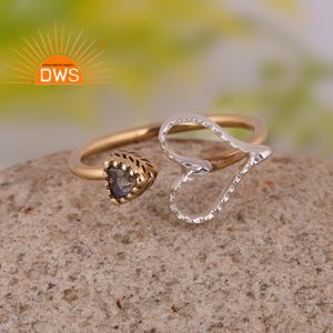 แหวนเรียงซ้อนอัญมณีลาบราดอไรต์ธรรมชาติ18K ชุบทองทำด้วยมือล่าสุดเครื่องประดับอัญมณีชั้นดีสำหรับผู้หญิงของขวัญ - Product Image 4