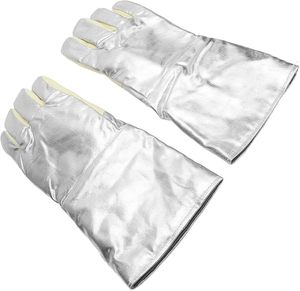 Guantes de Protección Extendidos para Antebrazo, Aluminizados, con Costuras de Kevlar, Palma de Cuero Dividido, Protección Contra Calor Radiante, Venta al por Mayor para EE. UU. y Europa - Product Image 4