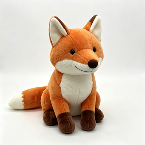 Customized <b>Cute</b> sitting red fox plush toy, Soft orange fox stuffed animal, fox plushie with bushy tail,Adorable fox plush <b>doll</b> - Product Image 1