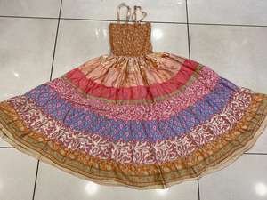 Jupe longue respirante bohème pour femmes 2-en-1 Designer Patchwork jupe multicouche avec motif de couche robe fatiguée - Product Image 6