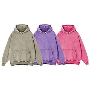 Unisex Heavyweight Oversized Hoodie Casual High Quality Cotton Vintage Wash Fleece Solid Pattern Hooded Collar Streetwear Style - Product Image 1