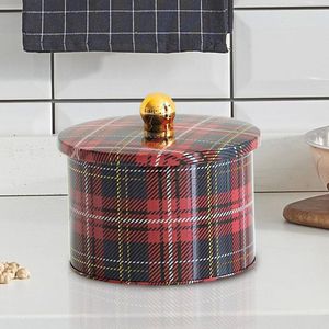 ที่เก็บอาหาร1.3L ลายสก๊อต (ekose) และที่จับลูกบิดกระป๋องโลหะทรงกลมขนาด Ø140x100มม. - Product Image 2