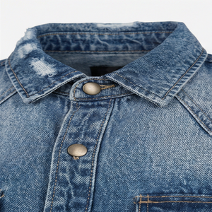 Denim Jacket For <b>Men</b> Slim Fit Ripped <b>Biker</b> Style Vintage Blue Custom Long Sleeve Classic <b>Jeans</b> Outerwear <b>Jean</b> Jacket <b>Men</b> - Product Image 4