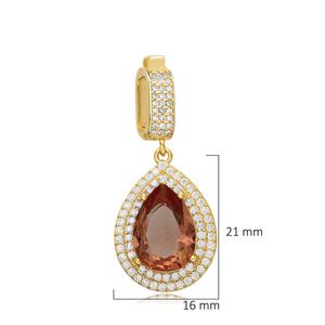 Diseño de pera Sultanite CZ Dangle Charm para brazalete Plata de Ley 925 Joyería artesanal al por mayor - Product Image 2
