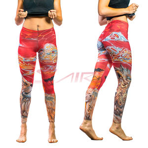 Leggings de sport pour femmes, 100% coton, taille mi-haute, antibactériens, confortables, respirants, tricotés, impression par sublimation personnalisée, dernière tendance - Product Image 4