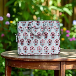 Sac pour ordinateur portable matelassé à la mode pour affaires et usage quotidien Tissu imprimé en coton gris léger et imperméable - Product Image 1