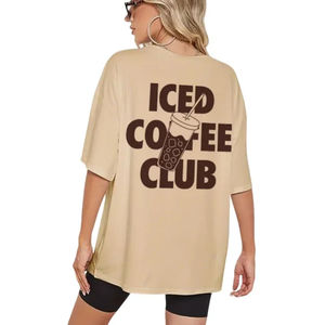 Camisetas con Estampado de Café Helado, Ropa de Calle de Moda, Camiseta para Mujer, Linda Camiseta para Amantes del Café, Algodón, Unisex, Tops Femeninos Extra Grandes - Product Image 1