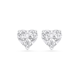 Pendiente de tuerca de tres puntas con piedra de moissanita de corte de corazón de 4,00 CT, hecho en plata de ley 925 para Unisex - Product Image 1