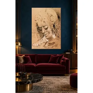 Fida Dali, visage barbu mordant une chaussure, impression sur toile - Product Image 1