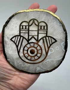 Posavasos de ágata blanca auténticos hechos a mano al por mayor con baño de oro Belleza natural Comprar al por mayor - Product Image 4