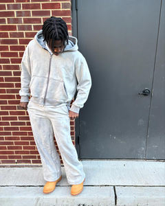 Sudadera con logotipo personalizado, conjunto de chándal grueso y pesado, pantalones y sudadera con capucha lisos para hombre - Product Image 6