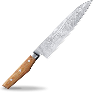 Cuchillos de Chef de cocina con mango de madera de hoja fija de acero damasco personalizados al por mayor cuchillos personalizados para uso en cocina - Product Image 1