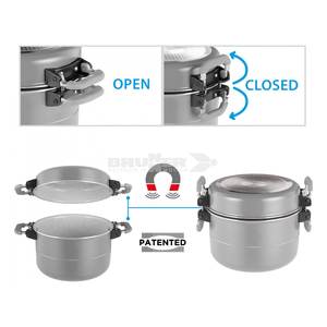 Ensemble de casseroles en céramique et aluminium FUSION 8 pièces, finition chrome satiné 0806050N, empilables, pour le camping - Product Image 4