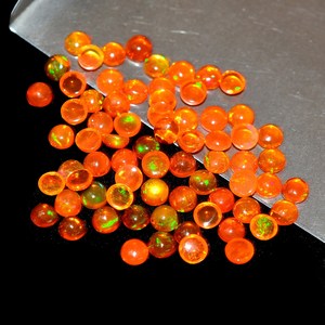 Opale d'Éthiopie AAA, cabochon rond de 4 mm, opale d'Éthiopie Welo naturelle orange, pierre précieuse multicolore, cabochons à dos plat pour bijoux - Product Image 2