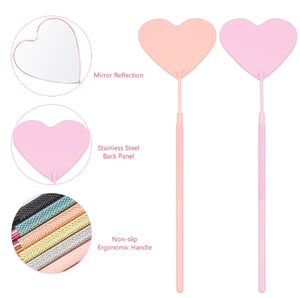 Miroir de maquillage en acier inoxydable fait main en forme de coeur carré en forme de diamant pour outils d'extension de cils - Product Image 4