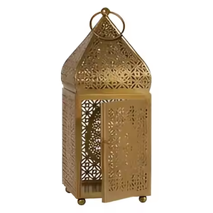 Linterna marroquí decoración del banquete de boda hierro y vidrio oro vela linterna al por mayor Ramadán linterna fabricante indio - Product Image 2
