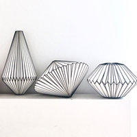   3 pièces de lampes suspendues pliantes en forme de diamant ovale à rayures, décoration artistique, lanterne en papier blanc origami, décoration de chambre à coucher