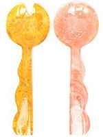 Juego de Cucharas para Servir Ensaladas de Resina Hechas a Mano con Diseño Único para Bodas y Fiestas, Libres de BPA y Plomo, Ligeras, FAIZA CRAFT