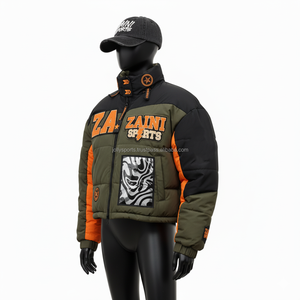 แจ็กเก็ตขนปลาปักเป้าสำหรับผู้หญิงแจ็กเก็ตโพลีเอสเตอร์สีเขียวมะกอกสีดำสีส้มปักโลโก้ได้ตามต้องการ - Product Image 4