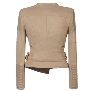 2025 nueva chaqueta de cuero de moda para mujer, abrigo ajustado de manga larga de Color sólido, producto terminado tejido y transpirable - Product Image 4