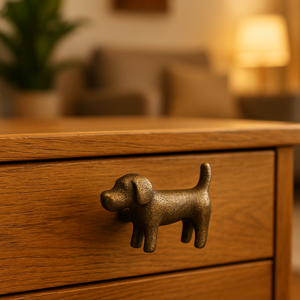 Bouton de chien en fer laiton antique | Poignée de garde-robe de tiroir d'armoire de cuisine décorative contemporaine en forme d'animal | Meubles durables - Product Image 4