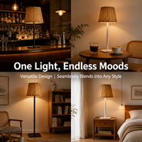 Lampe de table sans fil créative en osier tressé avec variateur tactile, autonomie de 5 heures, antidérapante, pour hôtel, café, bar et terrasse