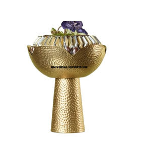 Tazón de Chocolate de Metal Martillado con Bandeja, Plateado, Decorativo, Tazón para Dulces, Nuevo Tazón de Chocolate de Lujo en Oferta - Product Image 3