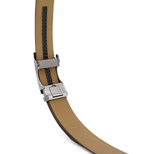 Cinturón elástico tejido elástico con punta de cuero elástico ajustable negro para hombre con logotipo personalizado - Product Image 6