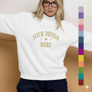 Sudadera Profesional Estampada para Mujer, Cuello Alto, 100% Algodón, Gruesa, de Manga Larga y Talla Grande - Product Image 1