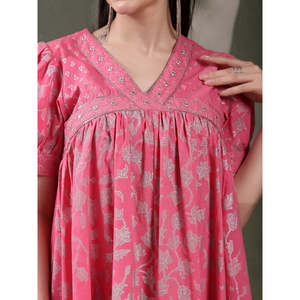 Vestido de Seda con Estampado Étnico para Mujer, Estilo Pakistaní, Lehenga Choli con Choli y Salwar, Ropa Étnica India, Color Rosa - Product Image 6